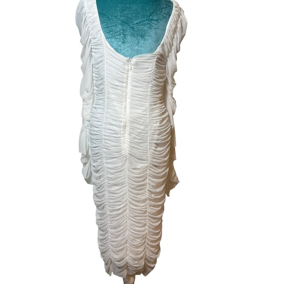 Fashion Nova White Ruched Mesh Bodycon Dress NWOT XL - Picture 9 of 11